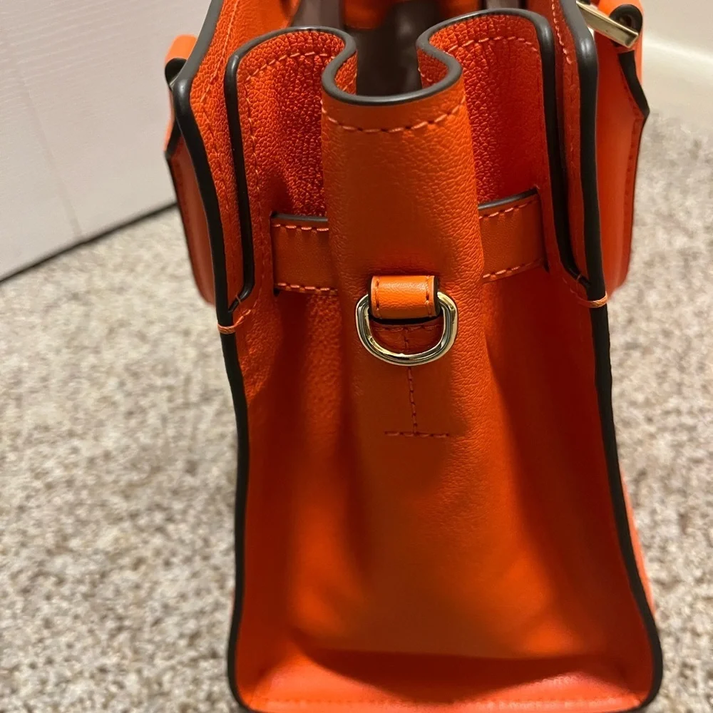 Michael Kors Orange Leather Satchel with Gold-Tone Hardware